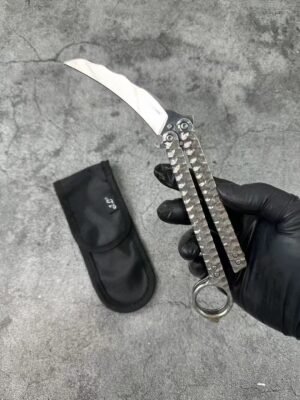 Balisong Karambit Eagle Claw Variation Schleudermesser Farbe Titanium Edition,Butterfly messer – Bild 5