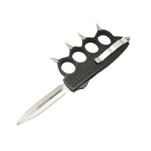5.25inch OTF Top MACHINED KNUCKLE TRENCH AUTOMATIC KNIFE MATTE BLACK,schlagring – Bild 3