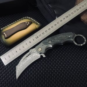 Karambit-Messer, Klappmesser aus Damaststahl, Klauenmesser – Bild 4