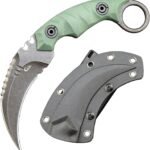Karambit-Messer D2-Stahl + Nylon-Fiberglas-Griff Outdoor-Klauenmesser mit Kydex-Scheide Edc-Greeng