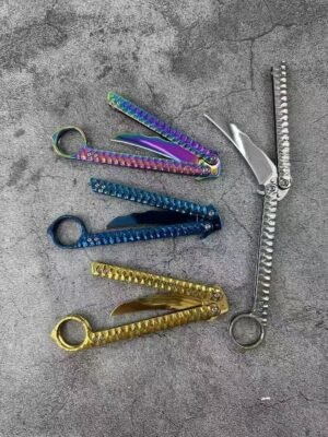 Balisong Karambit Eagle Claw Variation Schleudermesser Farbe Titanium Edition,Butterfly messer